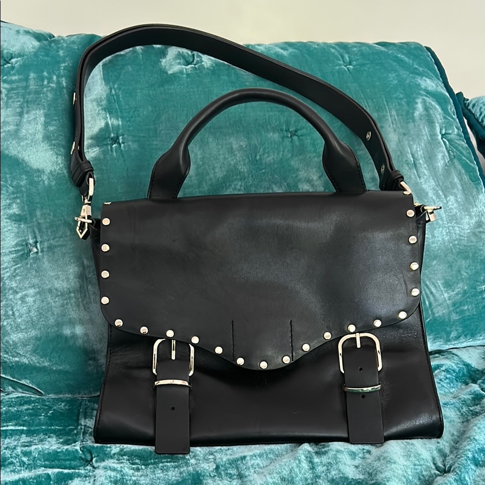 REBECCA MINKOFF Black Leather Studded Handbag